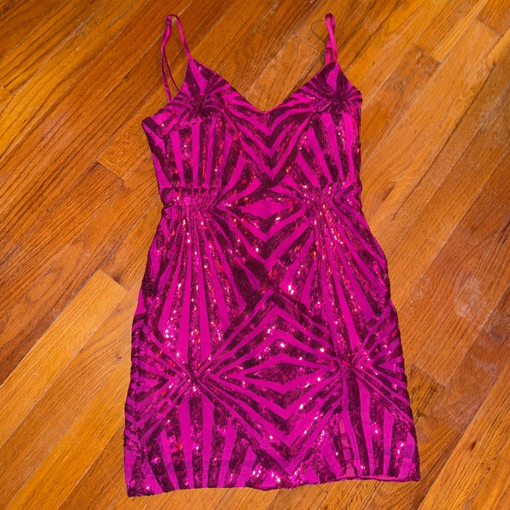 Lulus Hot Pink Homecoming/Formal Mini Dress